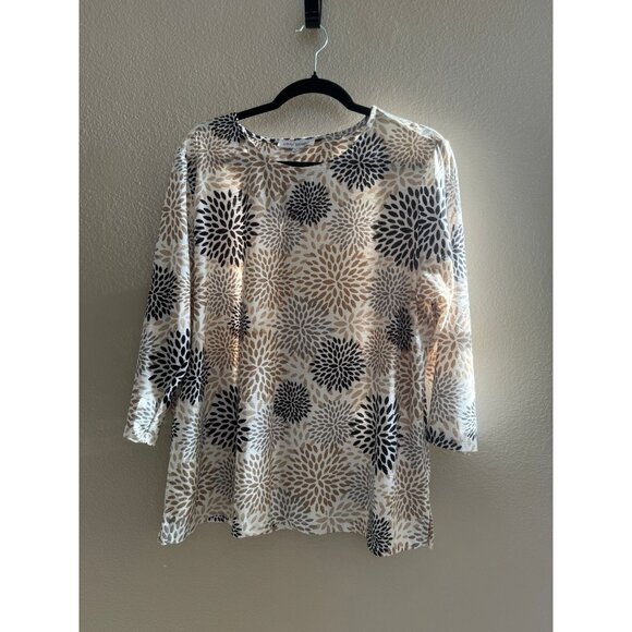 Emily Daniels‎ Women's Tan & Black Blouse XL long sleeve polyester round neck - Picture 4 of 7